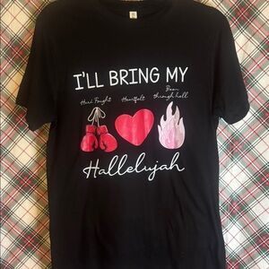 Black Graphic Tee with Heart and Flame Design